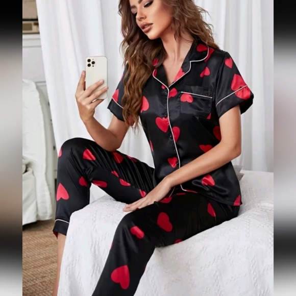 Heart Print Pajama Set - Picture 1 of 5